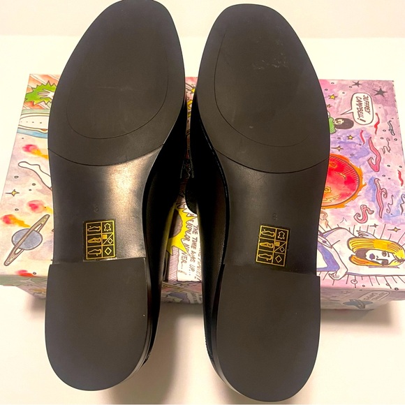 JEFFREY CAMPBELL “Velviteen Bit Leather” Flat Loafer Black Leather Gold Buckle - Picture 5 of 9
